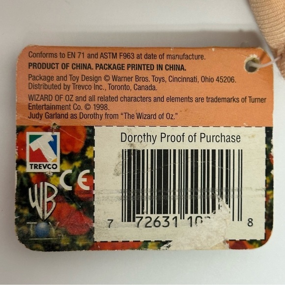 Wizard of Oz DOROTHY Beanie Doll 1998 Merry O Collection Plush Vintage Toy Tag - Picture 15 of 16